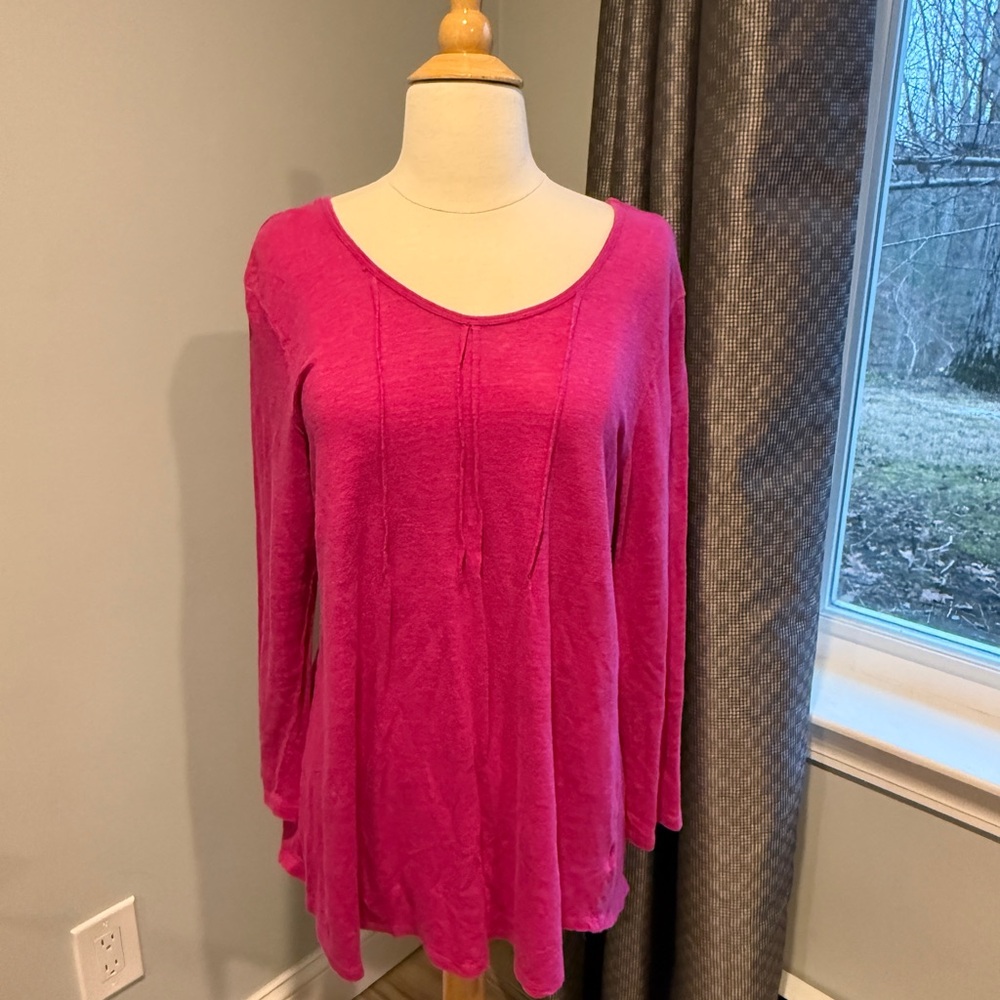 Habitat Vibrant Pink Long Sleeve Linen Top